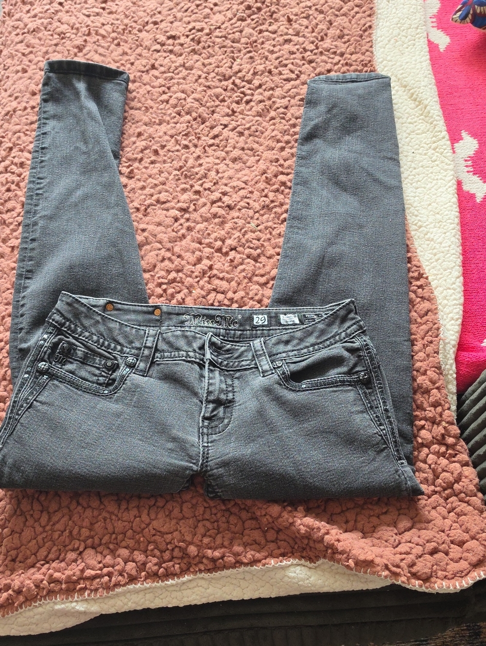 Miss Me Washed Charcoal Skinny Jeans